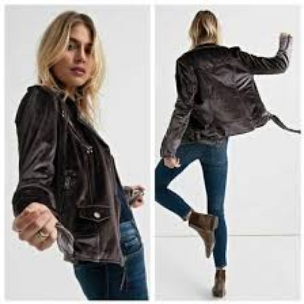 Lucky Brand Plum Purple Velvet Moto Jacket - Picture 3 of 9